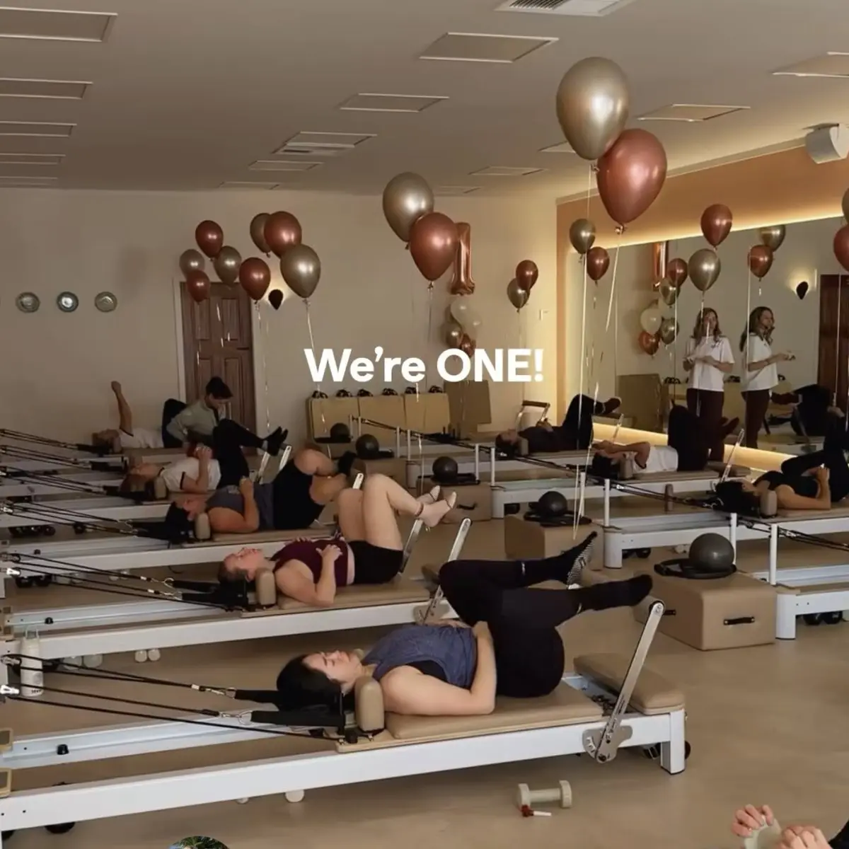 The studio full of balloons for Sento Club's first birthday