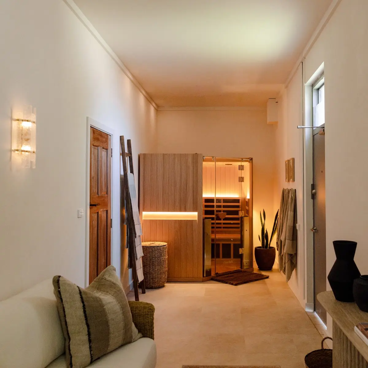 The corridor to the infrared sauna